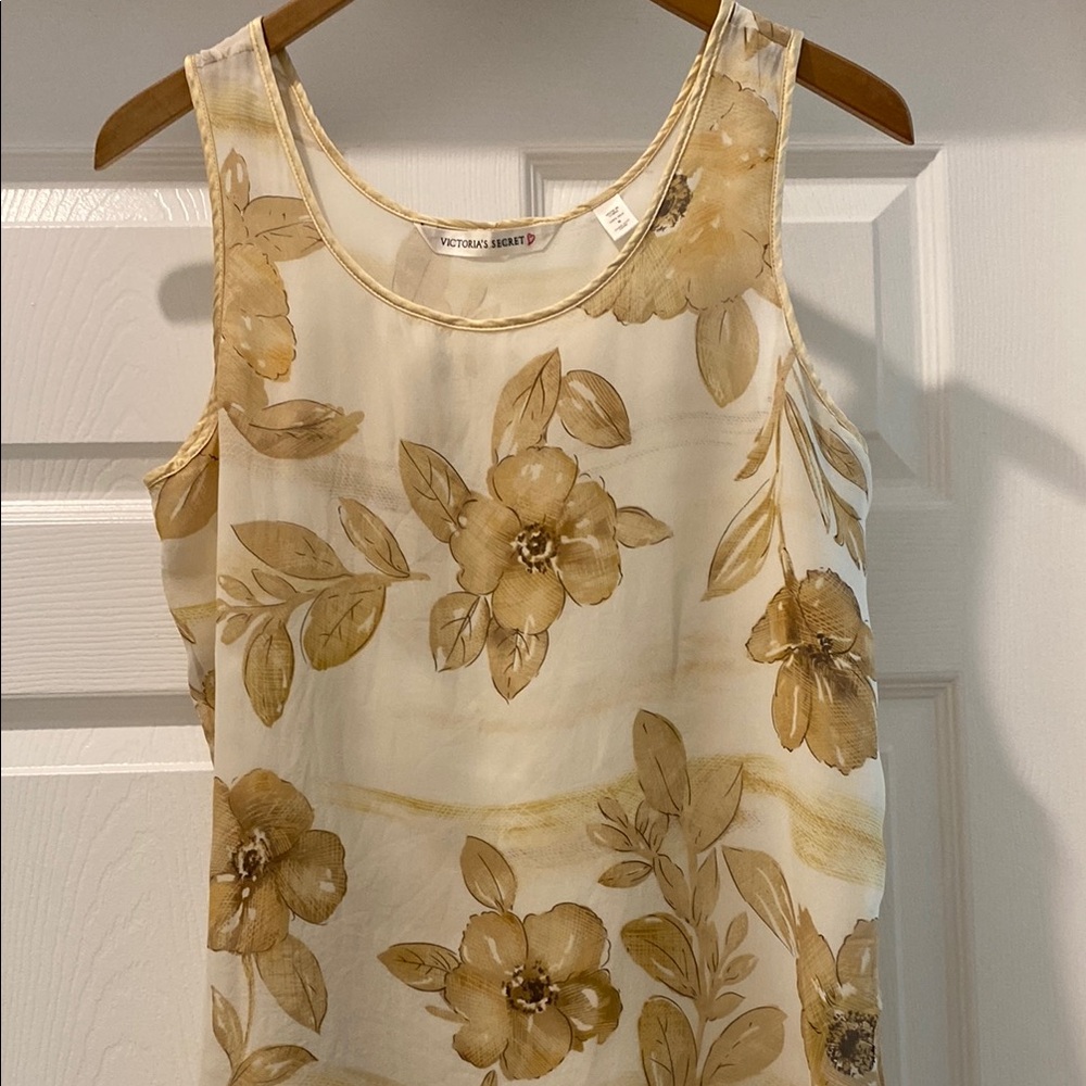 Victoria's Secret Cream and Tan Floral Tank